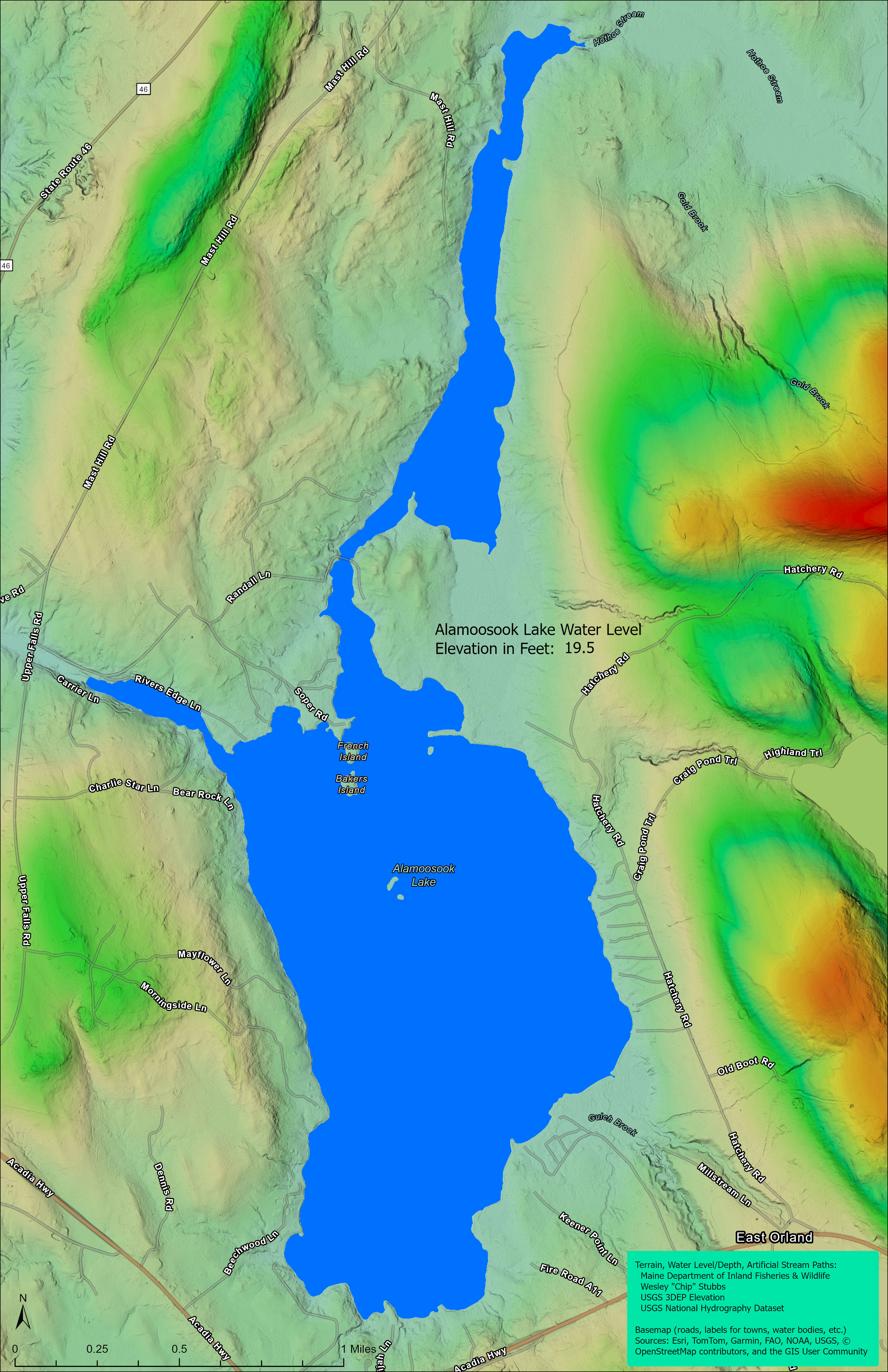 Alamoosook Lake Water Level